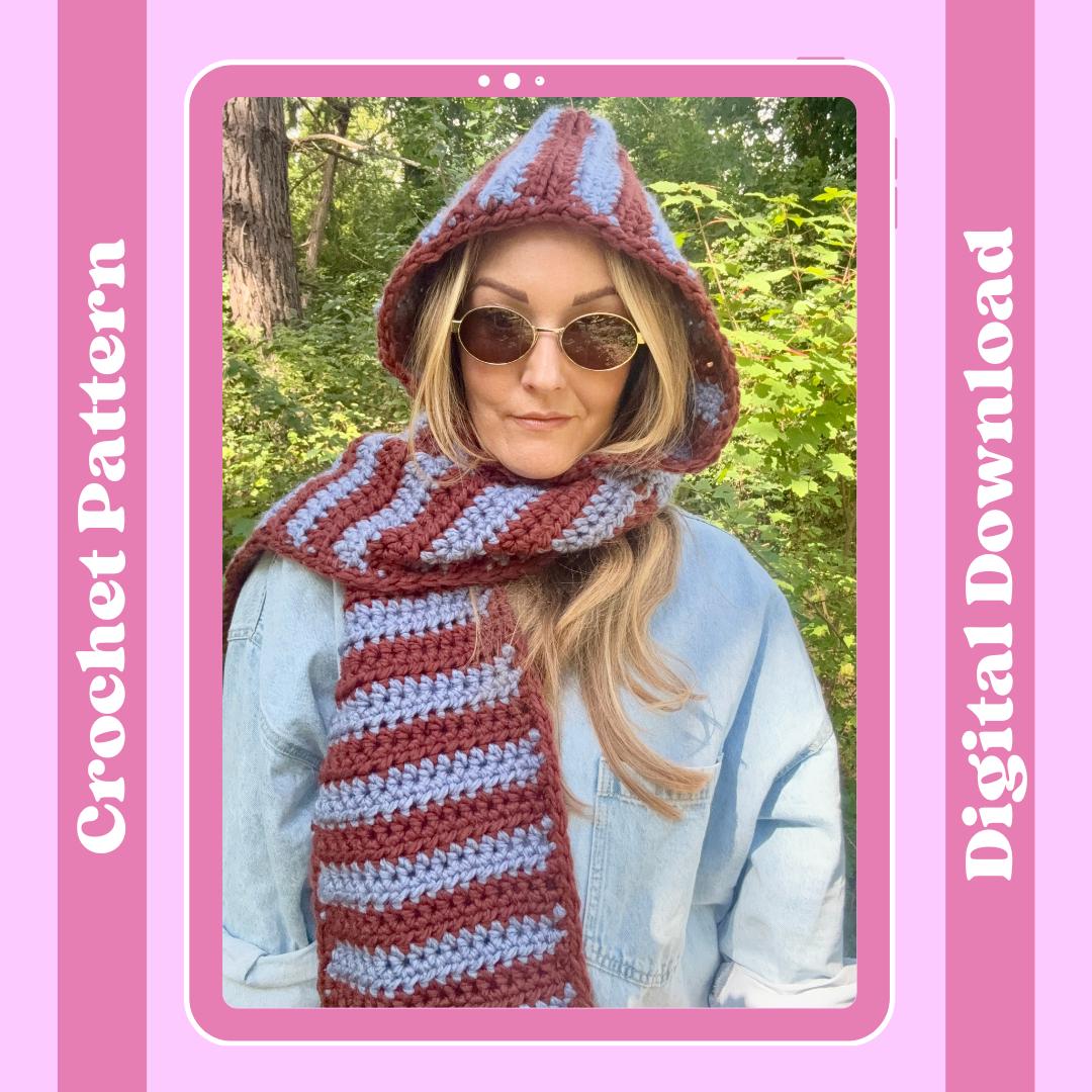 Striped Hooded Scarf - Etsy