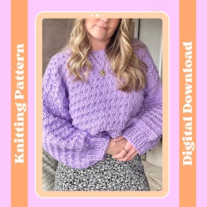 Textured Chunky Jumper Knitting Pattern, Intermediate Level Knitting pattern, Digital Download, chunky sweater knitting pattern