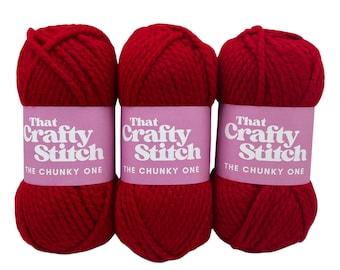 Hilo Super Chunky Rojo, 100 g por ovillo, Hilo Super Bulky, 100% acrílico, vegano, lavable, adecuado para tejer o crochet