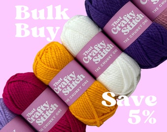 Vibrant Yarn Bundle, super chunky pink, purple, white and mustard super chunky yarn, 100% acrylic, vegan friendly, 600g yarn