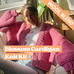 Wool Blend Beginner Cardigan Knitting Kit, Beginner Friendly Knit Kit, Cardigan Knit Kit, Learn To Knit, Knit Your Own Cardigan