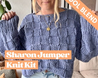 Wool Blend Knitting Kit - The Sharon Jumper, confident beginner jumper kit, knit your own easy chunky jumper, cropped jumper knit kit