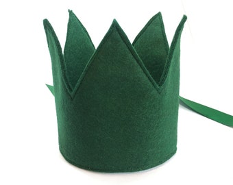 Forest Green felt crown, felt birthday crown, party hat, reusable crown, felt party hat, cake smash prop, fun kids hat, birthday crown