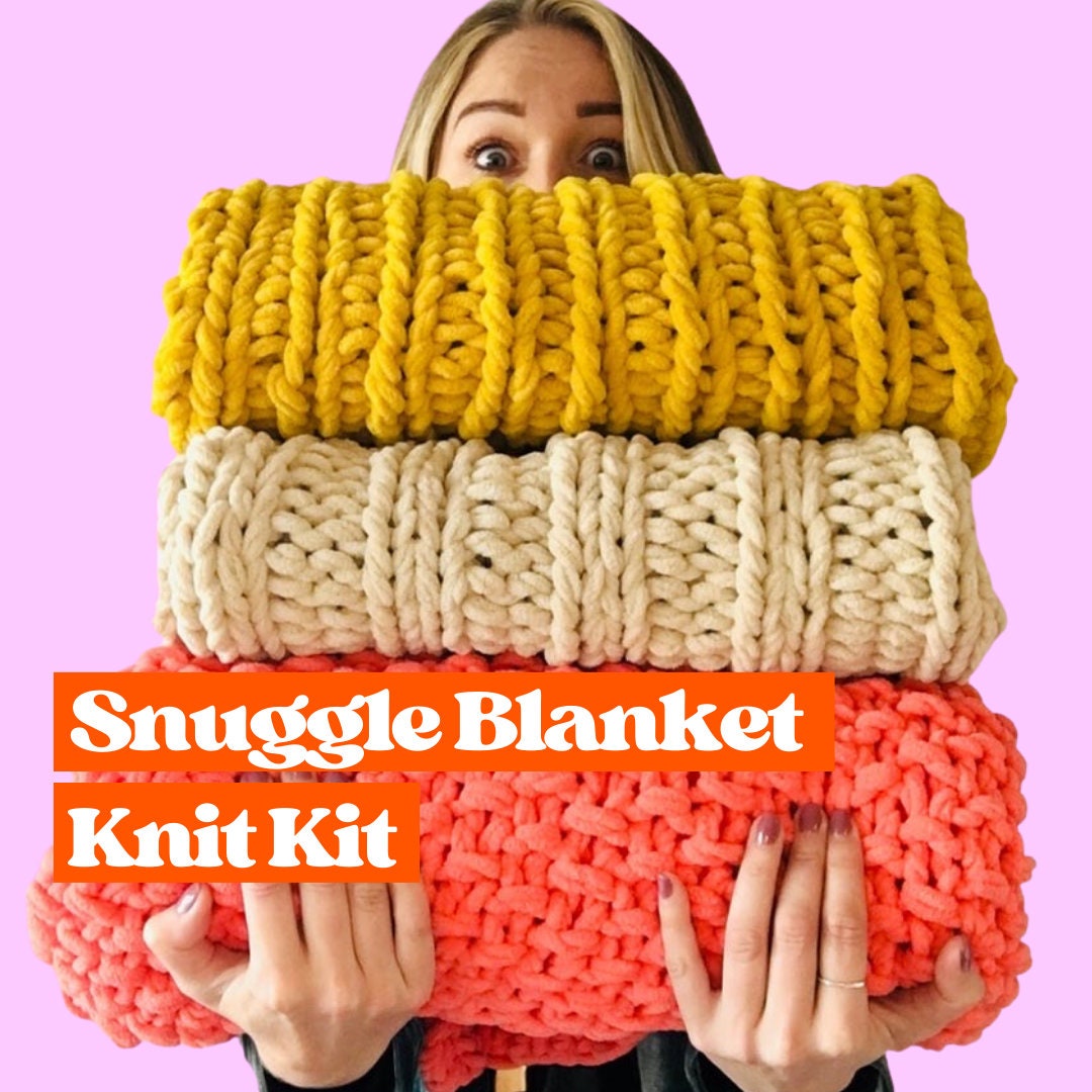 Knitting Kit & Guide | Crochet A Chunky Knit Blanket | Craft Kits for  Adults | Crochet Kit for Beginners | Includes Chunky Yarn, Knitting  Needles, 
