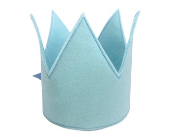 Baby Blue Felt Birthday Crown, felt party hat, kids party hat, cake smash crown, kids birthday crown, baby blue crown, first birthday crown