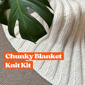 Knitting Kit - Chunky Blanket Knit Kit, knit your own weighted blanket, beginner friendly knitting kit, vegan friendly, learn to knit kit