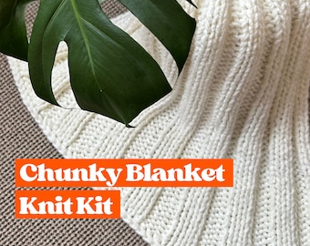 Knitting Kit - Chunky Blanket Knit Kit, knit your own weighted blanket, beginner friendly knitting kit, vegan friendly, learn to knit kit