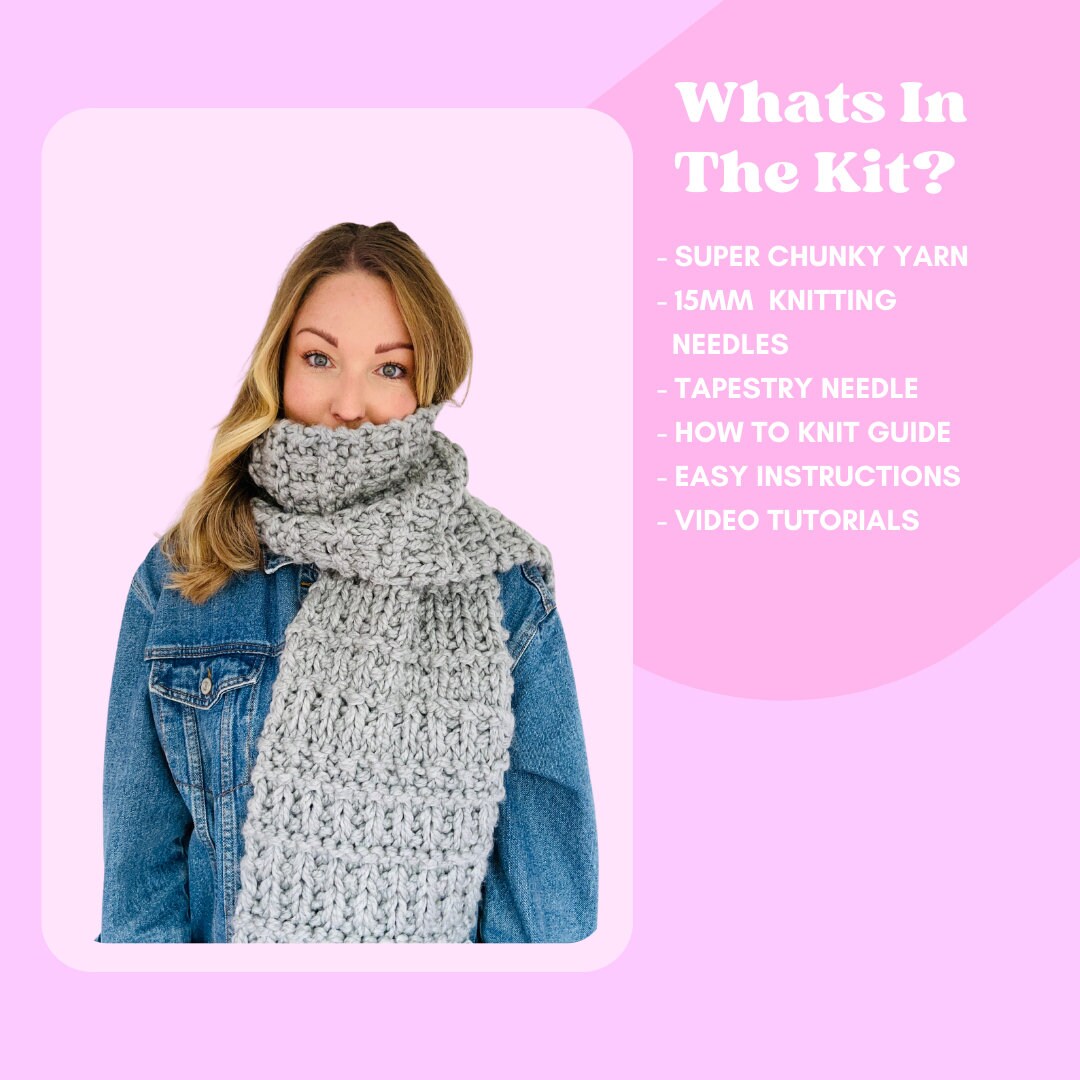 Kit tricot Peace&Wool écharpe à tricoter, facile, laine 100% naturelle