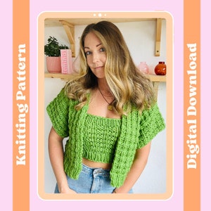 The Roper Twinset Digital Knitting Pattern, Intermediate Knitting pattern, Matching Cardigan and Top, Knit your own Co-ord