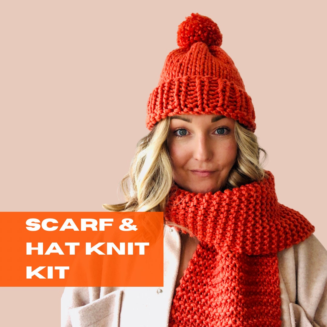 Scarf & Hat Knit Kit Learn to Knit Kit Knit Your Own Etsy
