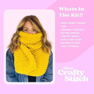 Moss Stitch Scarf Kit, beginner knitting kit, knit your own scarf, learn to knit scarf kit, beginner friendly knit kit, Christmas gift idea image 4