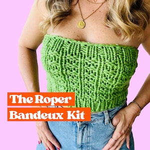 Das Roper Bandeaux-Strickset, Strickset für Fortgeschrittene, Boobtube-Strickset, veganfreundlich, Stricken lernen, Bandeaux mit Waffelmuster stricken