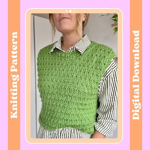 Textured Chunky Sweater Vest Knitting Pattern, Intermediate Level Knitting pattern, Digital Download, chunky vest knitting pattern