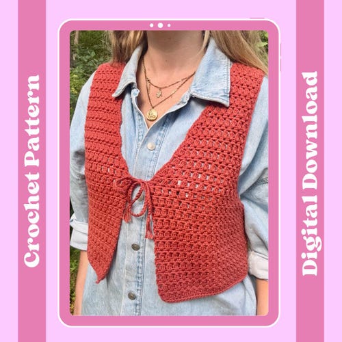 Motif de gilet au crochet - Motif au crochet Mabel | Patron numérique PDF | Niveau débutant confiant | Modèle de haut au crochet