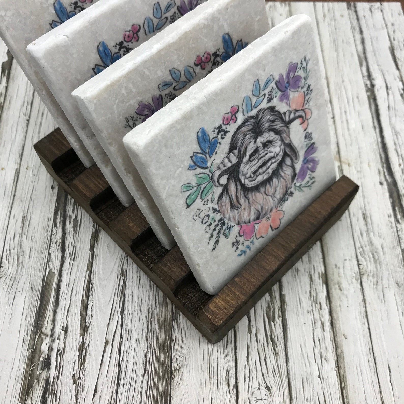 Wooden Coaster Holder for Natural Stone Coasters Etsy UK