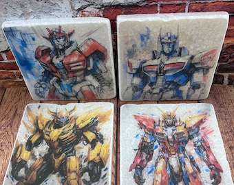 Watercolour Transformers Natural Stone Coasters