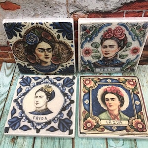 Mexican Frida Kahlo Natural Stone Coasters Tiles