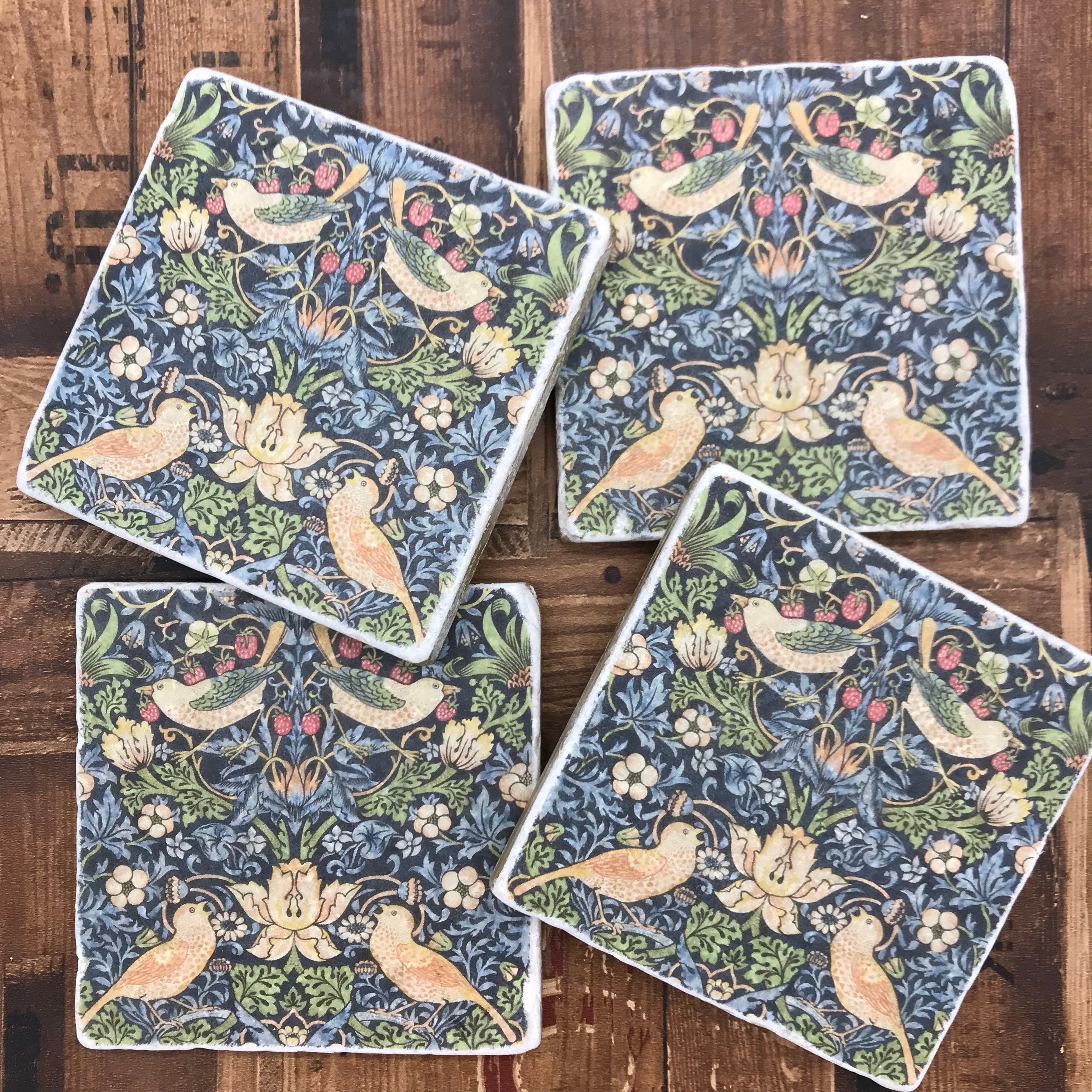 William Morris Natural Stone Coasters Etsy