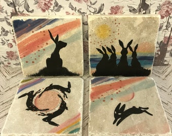 Watership Down Stone Coasters Hares Rabbits