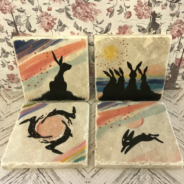 Watership Down Stone Coasters Hares Rabbits