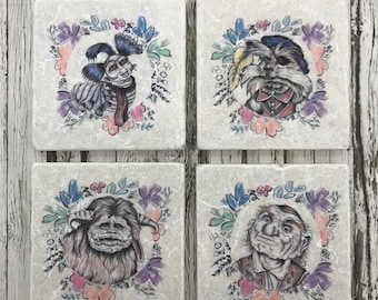 Watercolour Labyrinth Natural Stone Coasters  Ludo Hoggle Movie