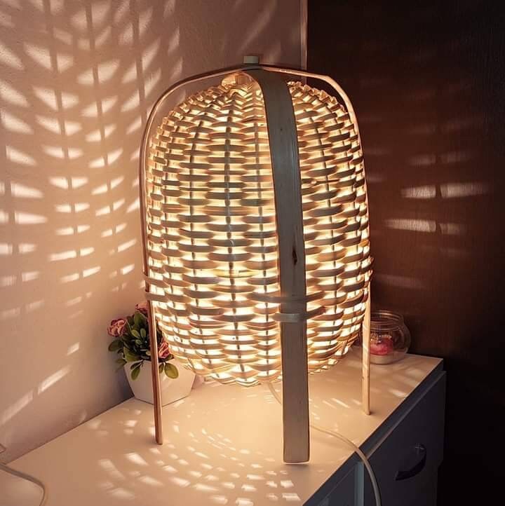 Lampe Deco Tréssée en Noisetier, Lustre, Fabrication Possible sur Commande