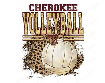 Sublimation Design, Digital Download PNG File.  Maroon and Gold Tulosa Midway Cherokees Volleyball design.