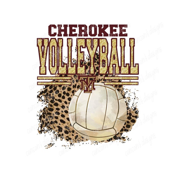 Sublimation Design, Digital Download PNG File.  Maroon and Gold Tulosa Midway Cherokees Volleyball design.