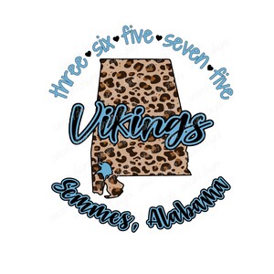 Sublimation Design, Digital Download PNG File.  State of Alabama in Leopard Cheetah featuring MGM Vikings in Semmes, Alabama zip code 36575