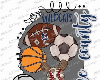 Sublimation Design, Digital Download PNG File.  State of Mississippi featuring school sports Wildcats Greene, County MS zip code 39541.