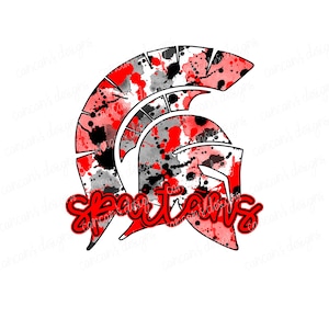 Sublimation Design, Digital Download PNG File.  Red and Black splatter featuring Trojans school spirit mascot design.
