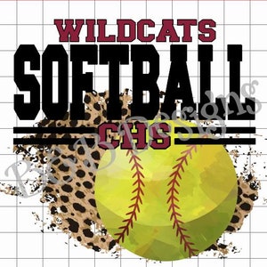 Diseño de sublimación, archivo PNG de descarga digital. Diseño de béisbol CHS Wildcats en granate y negro.