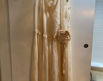 Beautiful Circa 1920’s ivory Silk gown with Ribbon-work
