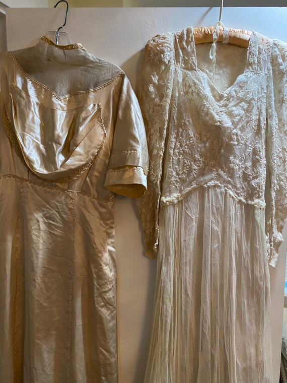 Two wedding dresses vintage damaged