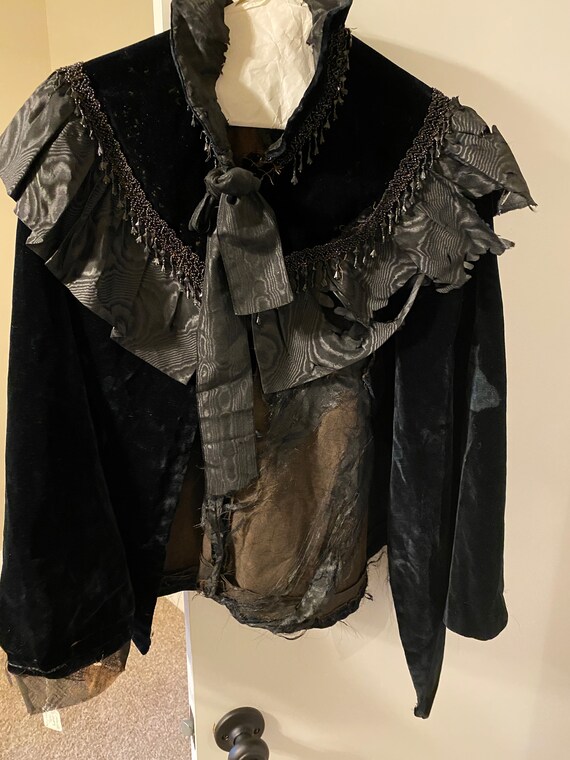 Victorian Beaded Black Velvet Cape