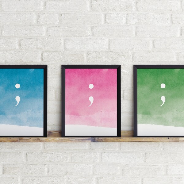 Semicolon Wall Art - Etsy