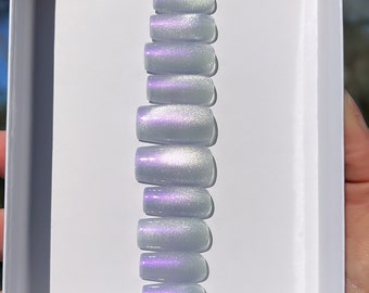 Unicorn | Cat Eye Polish | Lavender | Purple | Silver | Handmade | Press On Nails