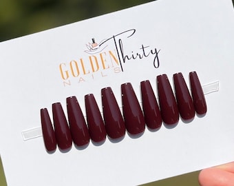 Blood Moon | Maroon | Deep | Fall | Red | Brown | Handmade | Press On Nails