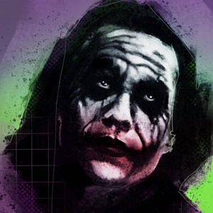Heath Ledger Joker Digital Art print. High Quality Poster