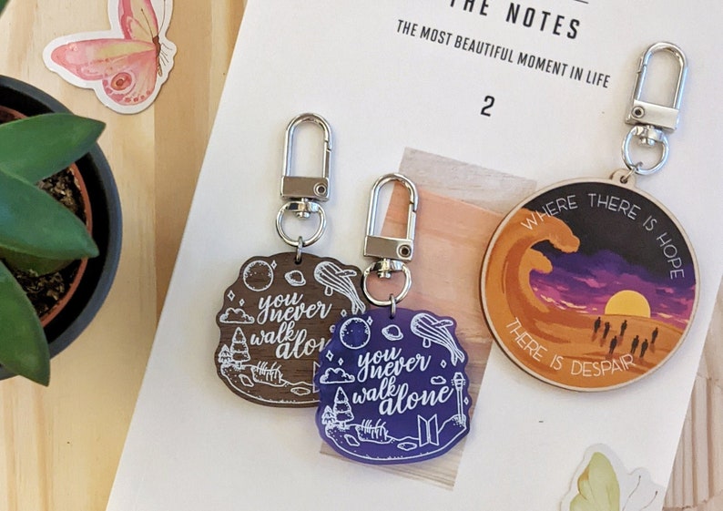 BTS Inspired Keychains /'You never walk alone/' /& /'Sea/'