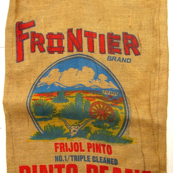 Frontier Brand Pinto Beans Burlap Gunny Sack - 100lb Empty Bag - Lucerne Colorado - Farmhouse Decor