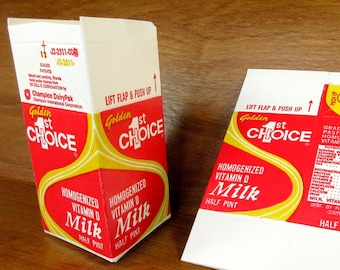 Vintage goldene 1.Wahl Milch - Half Pint Karton - Erste amerikanische Molkereien - Cortez Colorado - Sammlerpapier Werbebox