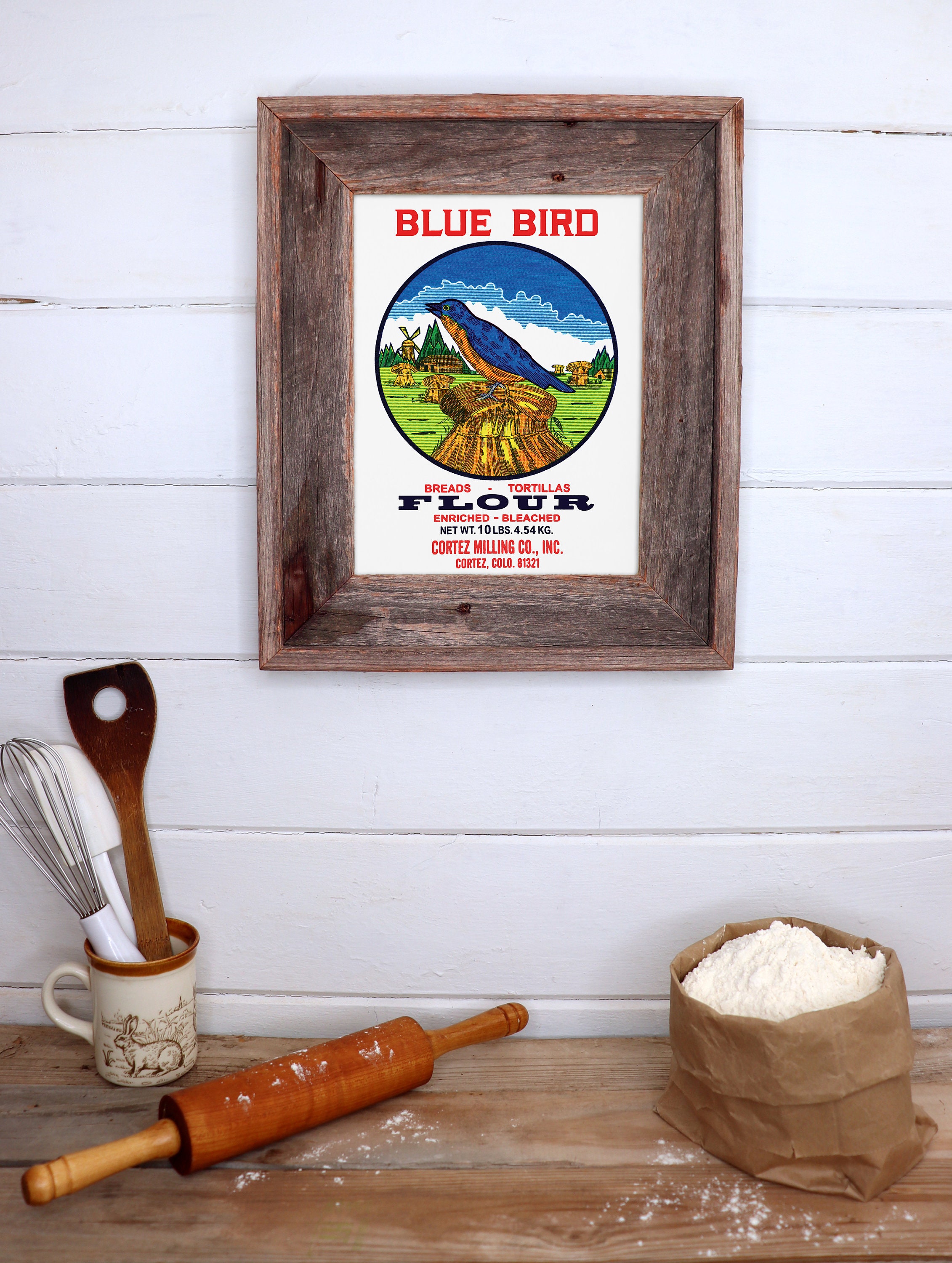 Blue Bird Flour Art Print 11x17 or 8.5x11 Cortez Milling Colorado