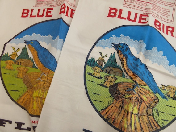 Empty Blue Bird Flour Sacks - 5lb 10lb 20lb 50lb - Cortez Milling