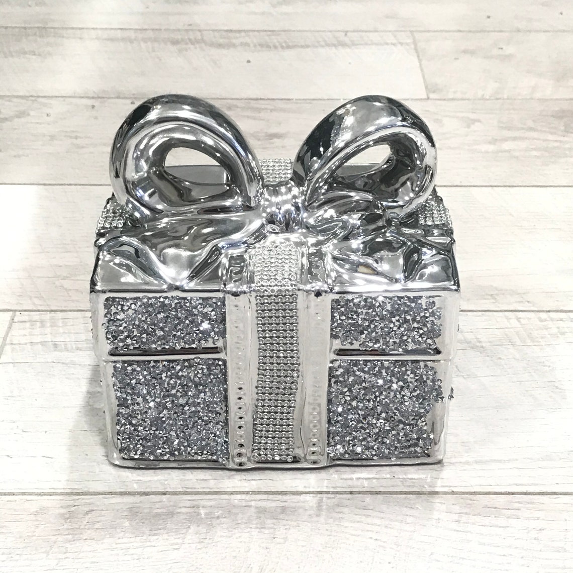 Stunning Figurine Silver Crushed Diamond Crystal Ornament Home | Etsy