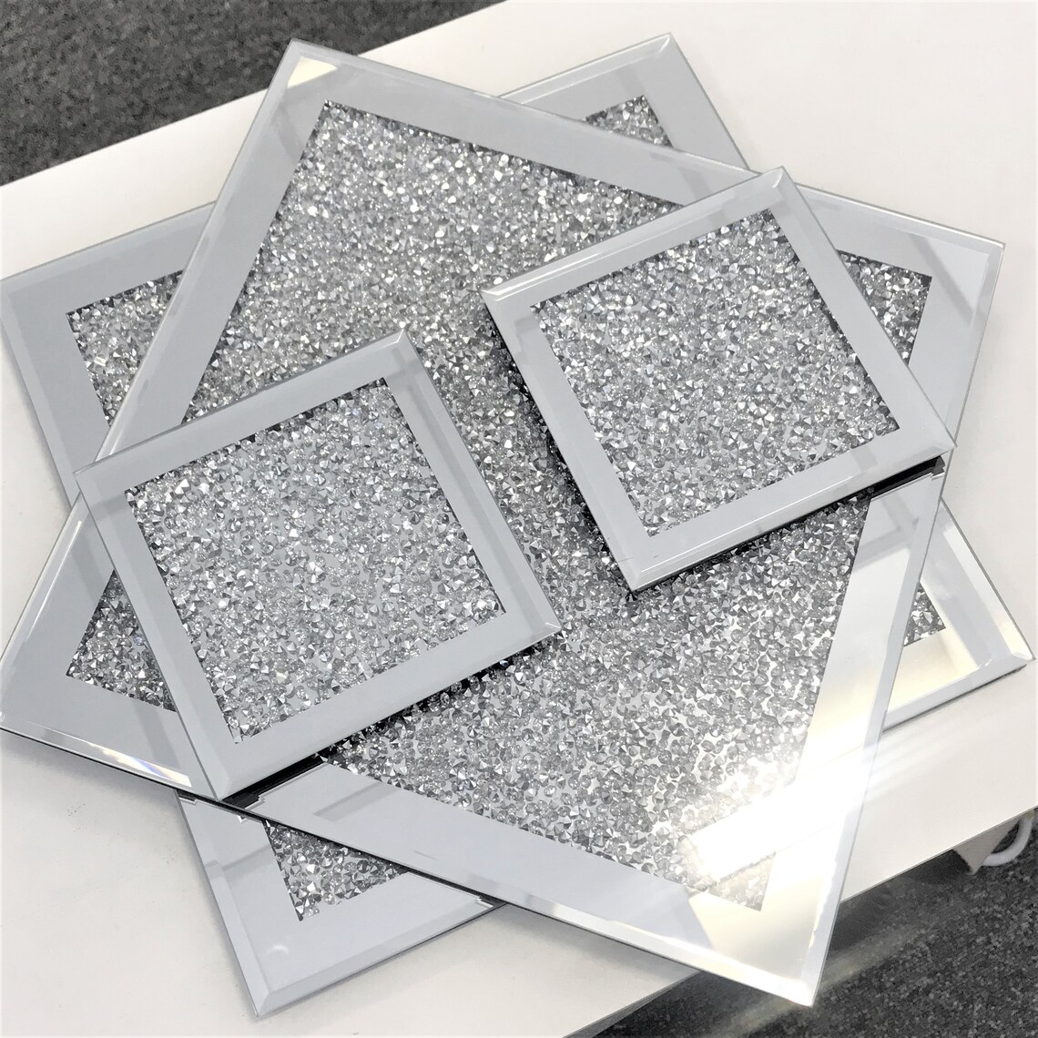 Crushed Diamond Crystal Filled Placemat and Coasters Set of Etsy