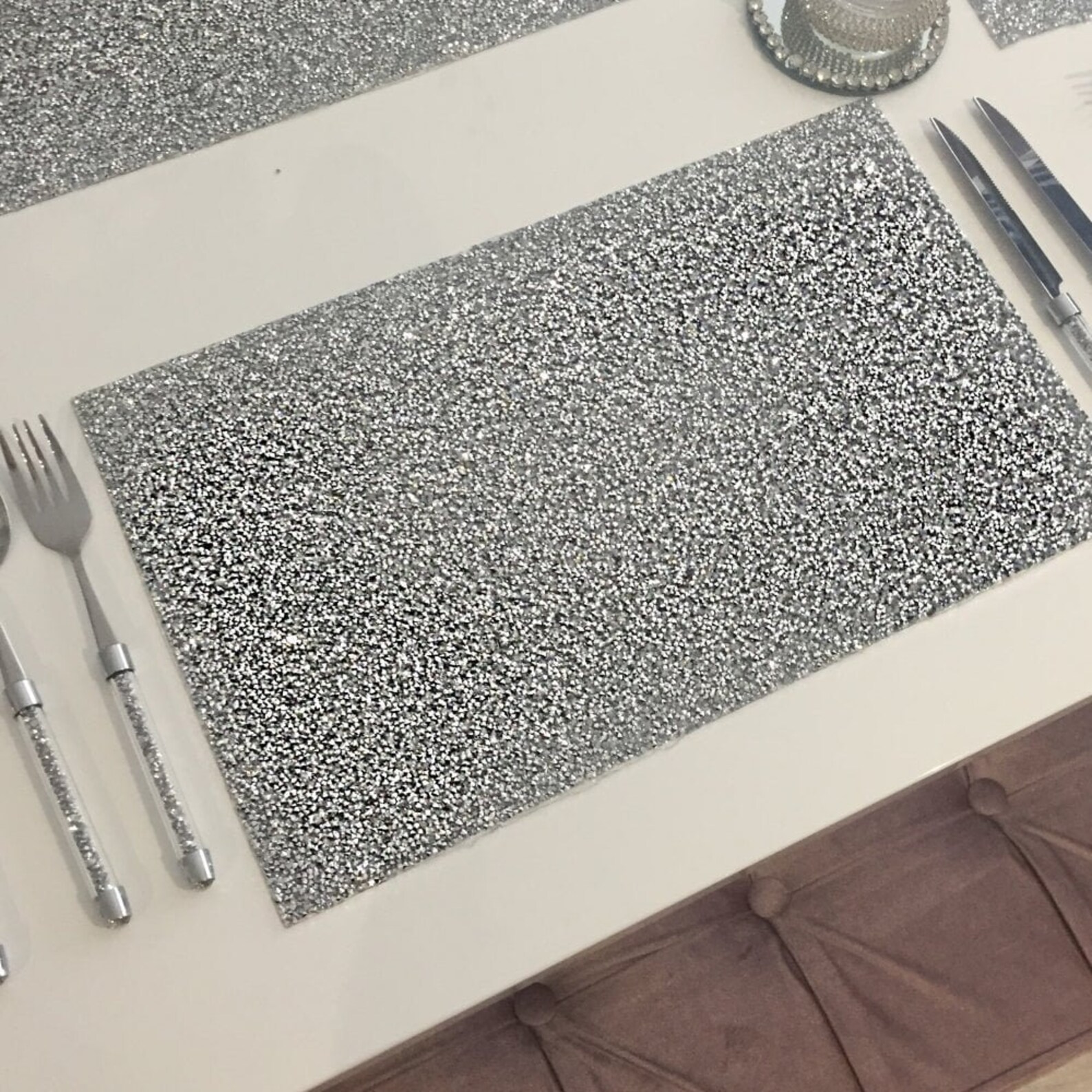 Crushed Diamond Crystal Filled Table Mat Place Board Placemat Etsy