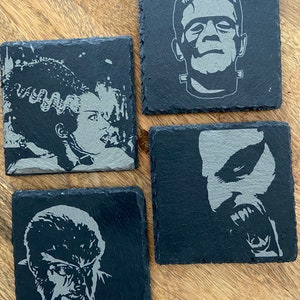 Vintage Monster/Horror Movie Slate Coasters