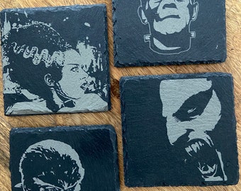 Vintage Monster/Horror Movie Slate Coasters