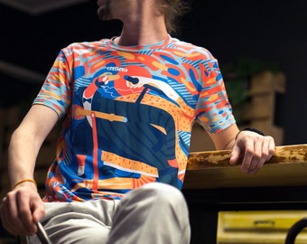Cospicuo Man T Shirt Con Design Originale, Festive Man Tshirt Con Arte Colorata, Camicia Da Tee Unica Top per uomo, Due lati All Over Print